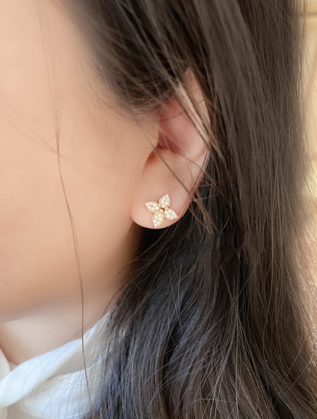 ¡®Lumi¡¯STAR BLOSSOM STUD EARRINGS PINK GOLD DIAMONDS