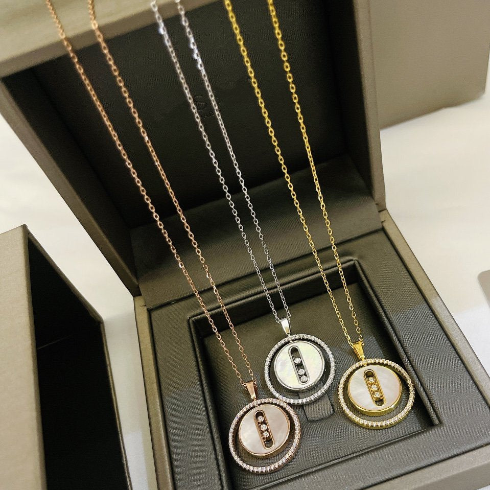 [Imperial Jewelrys]ラッキー ムーブ MM ホワイトマザーオブパール ダイヤモンド ネックレス
