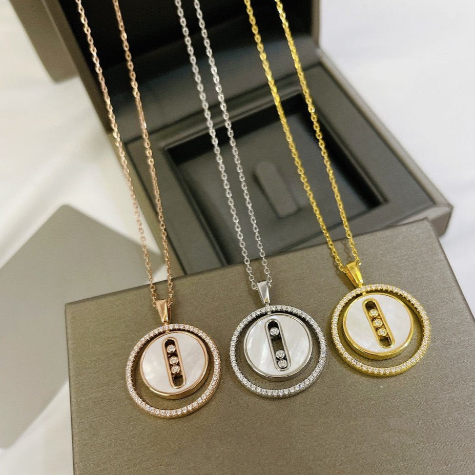[Imperial Jewelrys]ラッキー ムーブ MM ホワイトマザーオブパール ダイヤモンド ネックレス
