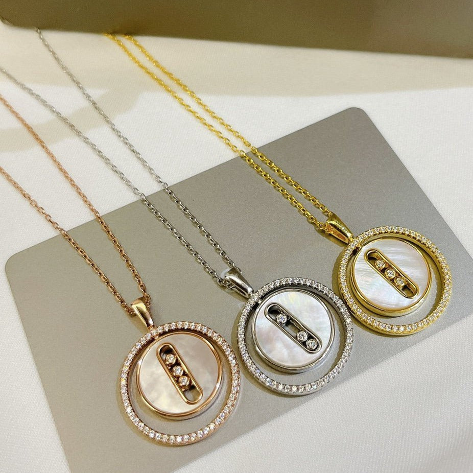 [Imperial Jewelrys]ラッキー ムーブ MM ホワイトマザーオブパール ダイヤモンド ネックレス