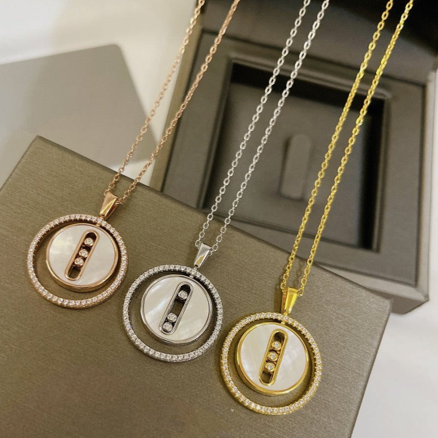 [Imperial Jewelrys]ラッキー ムーブ MM ホワイトマザーオブパール ダイヤモンド ネックレス