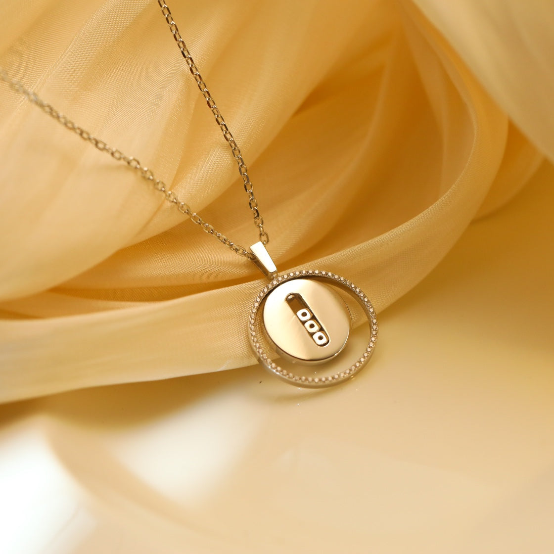 [Imperial Jewelrys]LUCKY MOVE MM SILVER DIAMOND NECKLACE