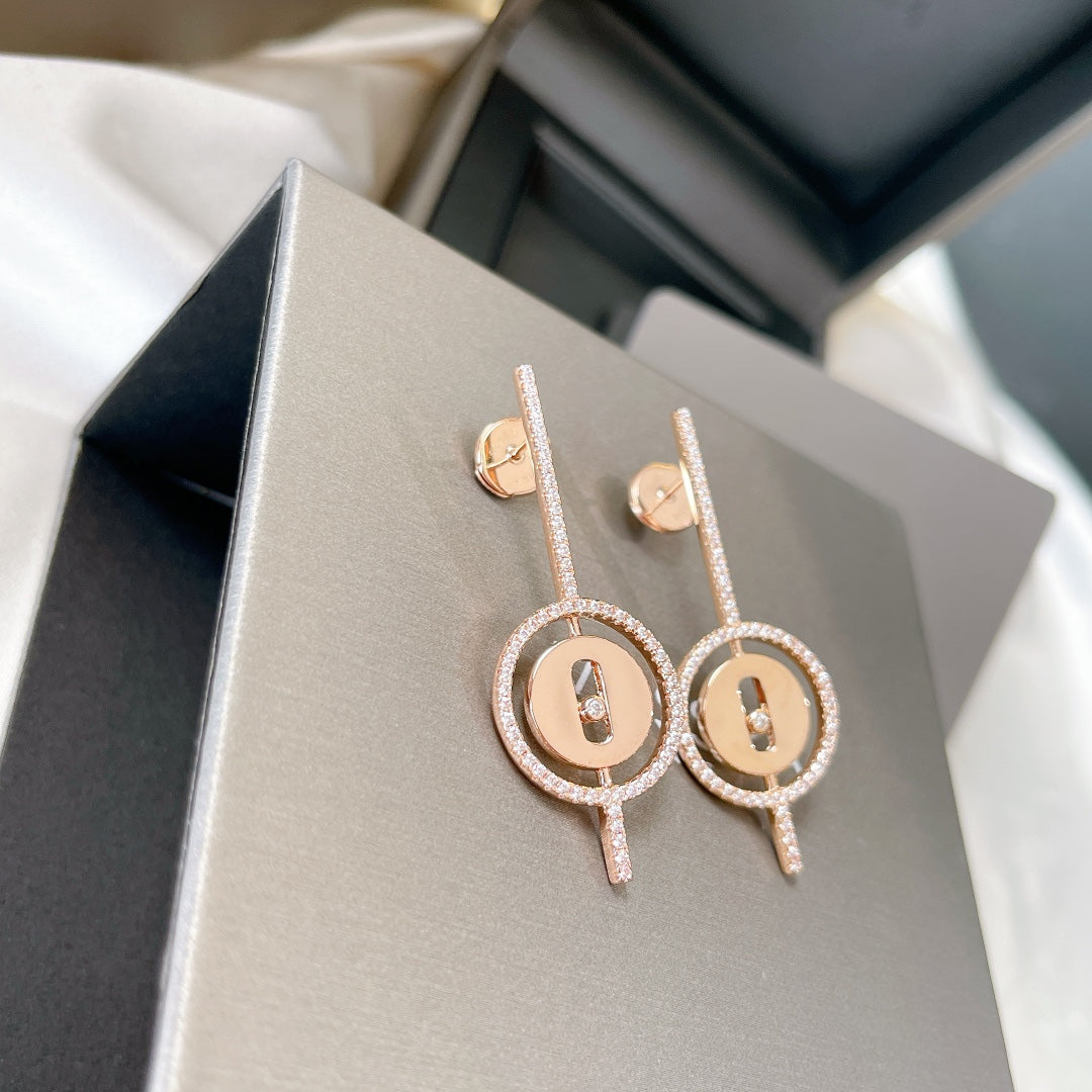 [Imperial Jewelrys]LUCKY MOVE ARROW PINK GOLD DIAMOND EARRINGS