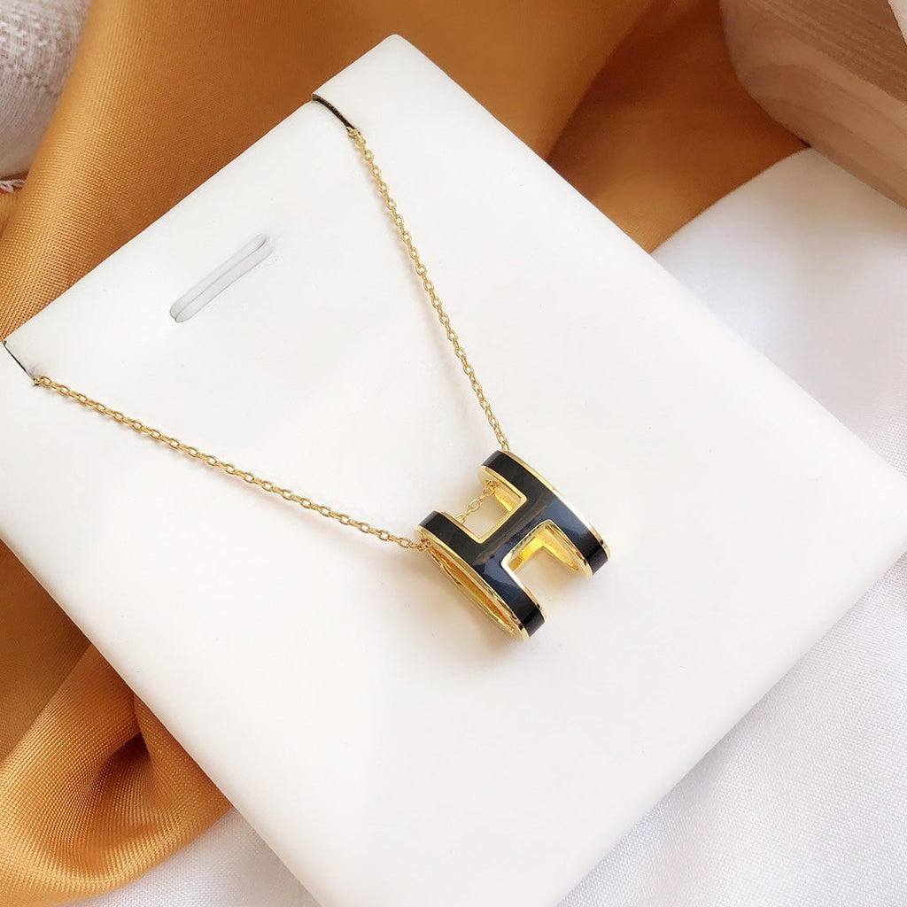 ¡®Lumi¡¯HM CLIC BLACK ENAMEL GOLD NECKLACE