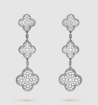 ¡®Lumi¡¯CLOVER 3 MOTIF DIAMOND SILVER DROP EARRINGS
