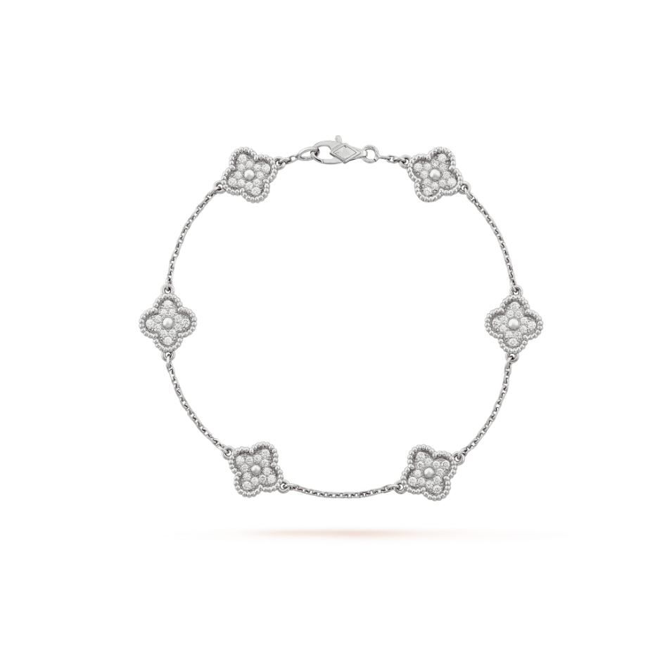 ¡®Lumi¡¯CLOVER 6 MOTIF SILVER DIAMOND BRACELET