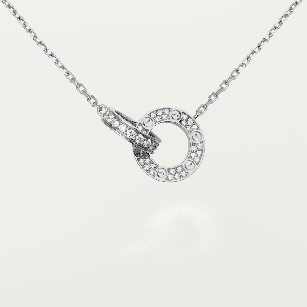 ¡®Lumi¡¯LOVE 7.6MM NECKLACE ROSE GOLD AND SILVER  FULL DIAMOND