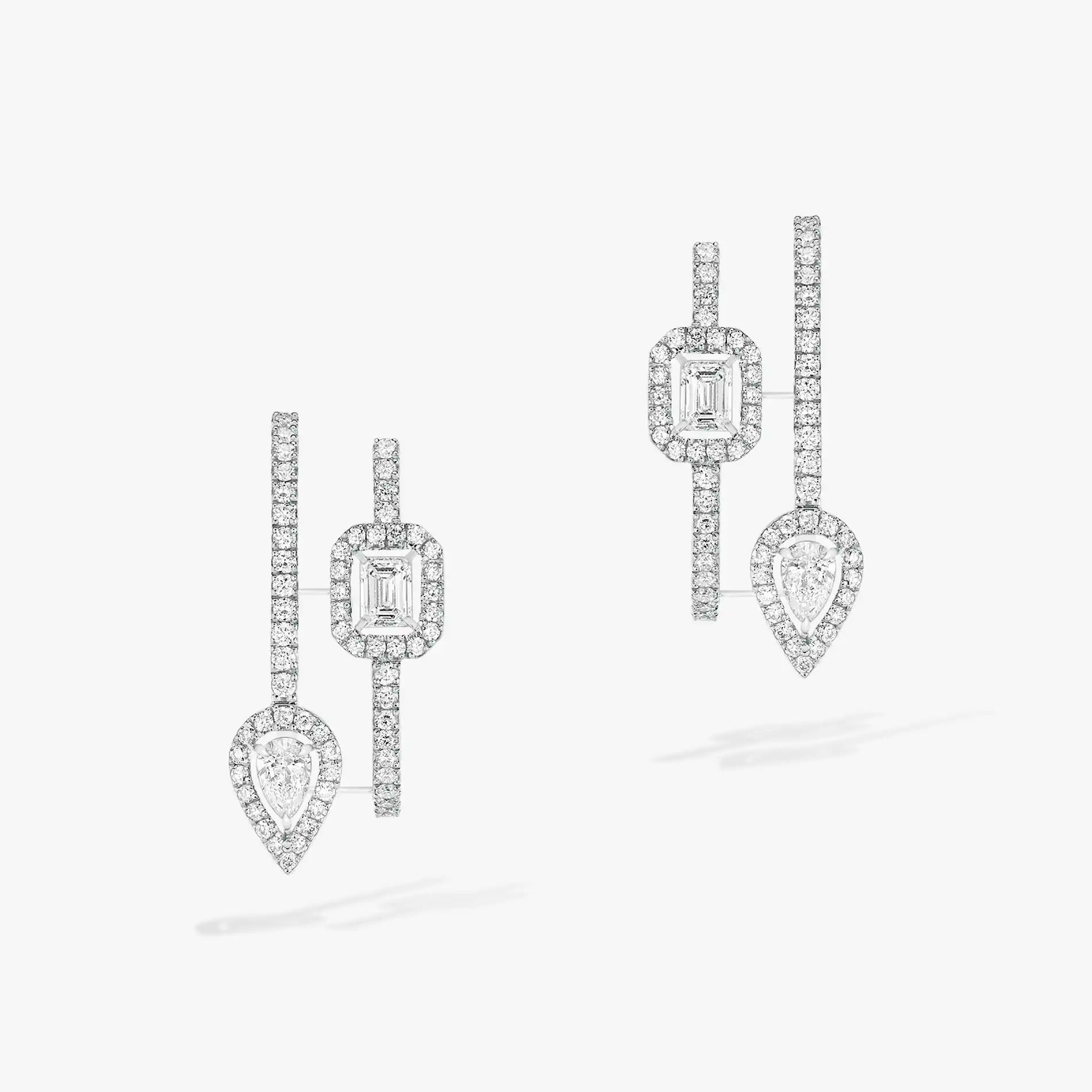 [Imperial Jewelrys]CREOLES MY TWIN 2 RANGS SILVER DIAMOND EARRINGS
