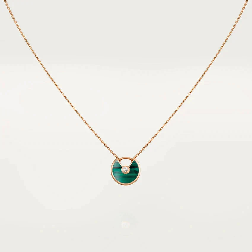 ¡®Lumi¡¯AMULETTE ROSE GOLD MALACHITE NECKLACE