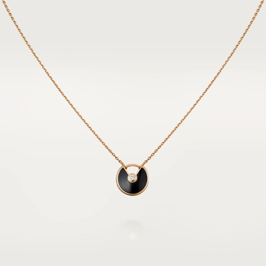 ¡®Lumi¡¯AMULETTE ROSE GOLD ONYX NECKLACE