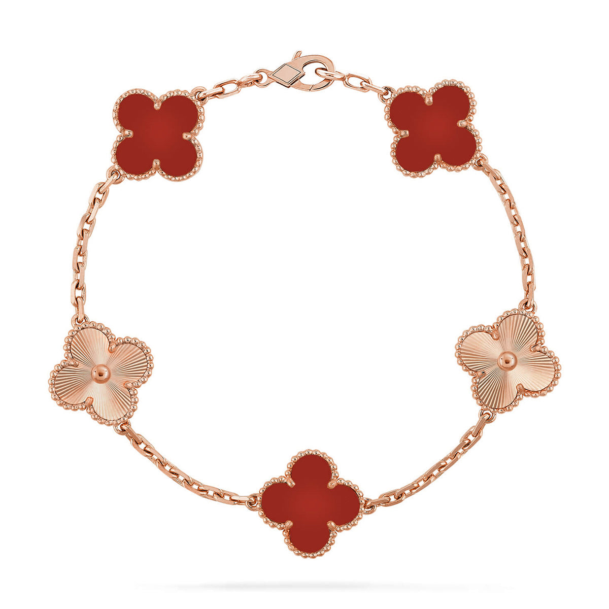 [Lumi]New  CLOVER 5 MOTIF RED CORNELIAN BRACELET COLLECTION