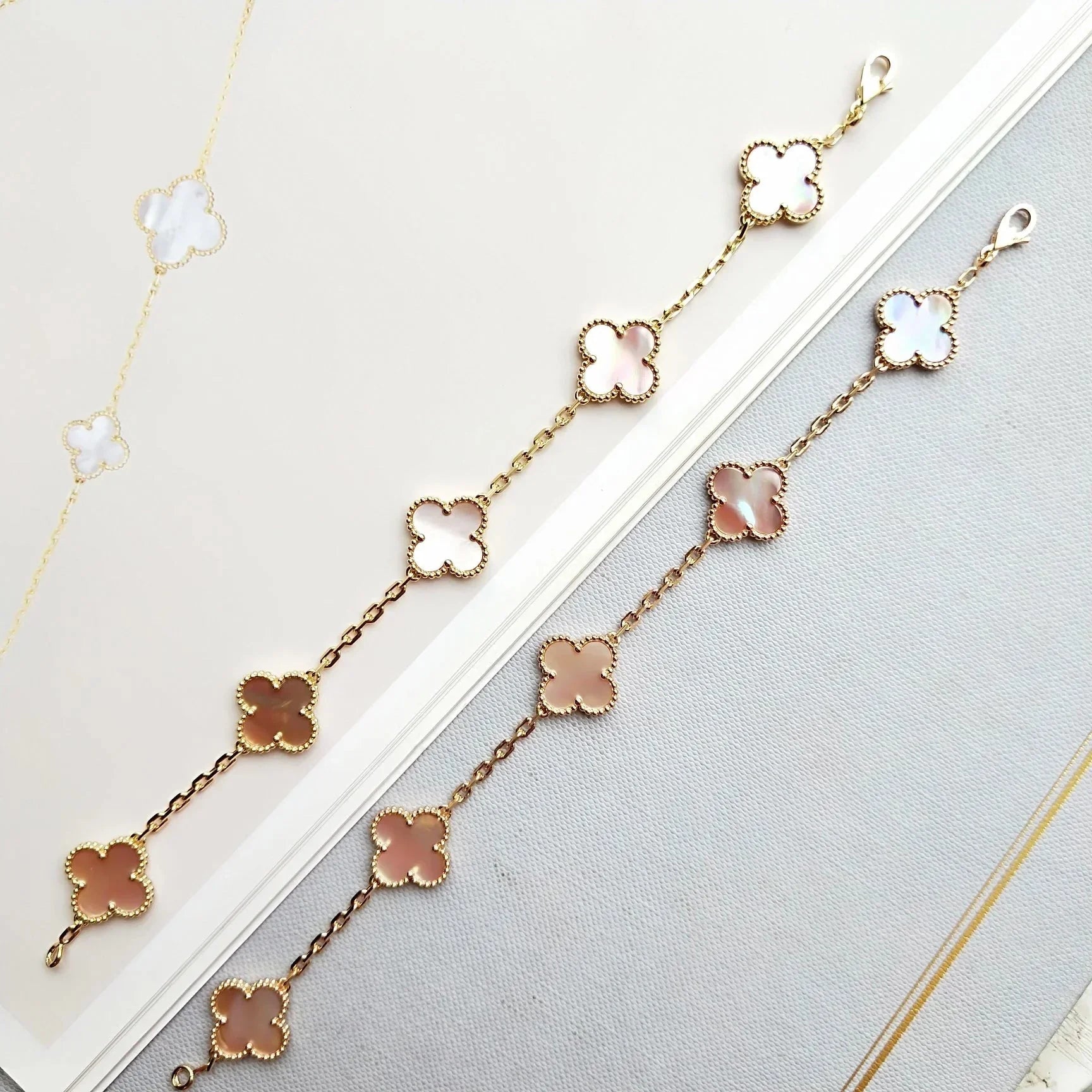 [Lumi jewelry] CLOVER 5 MOTIFS  PINK MOP BRACELET COLLECTION