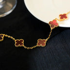 [Lumi]New  CLOVER 5 MOTIF RED CORNELIAN BRACELET COLLECTION