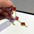 [Lumi]New  CLOVER 5 MOTIF RED CORNELIAN BRACELET COLLECTION