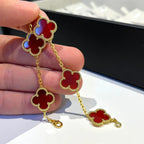 [Lumi]New  CLOVER 5 MOTIF RED CORNELIAN BRACELET COLLECTION