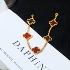 [Lumi]New  CLOVER 5 MOTIF RED CORNELIAN BRACELET COLLECTION