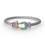 ¡®Lumi¡¯FORC LARGE HORSESHOE  COLORED DIAMOND BRACELET SILVER