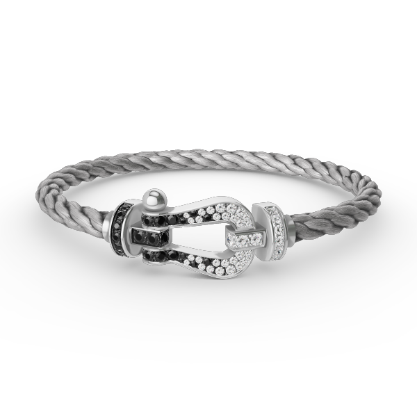 ¡®Lumi¡¯FORCE LARGE HORSESHOE BLACK WHITE DIAMOND BRACELET SILVER