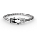 ¡®Lumi¡¯FORCE LARGE HORSESHOE BLACK WHITE DIAMOND BRACELET SILVER