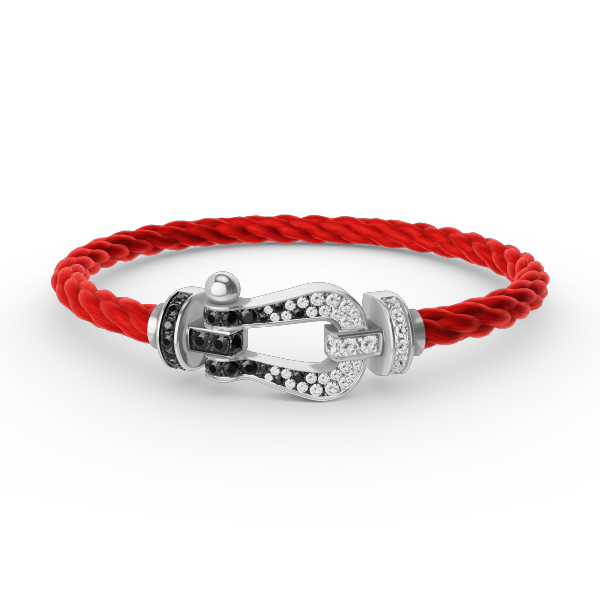 ¡®Lumi¡¯FORCE LARGE HORSESHOE BLACK WHITE DIAMOND BRACELET SILVER