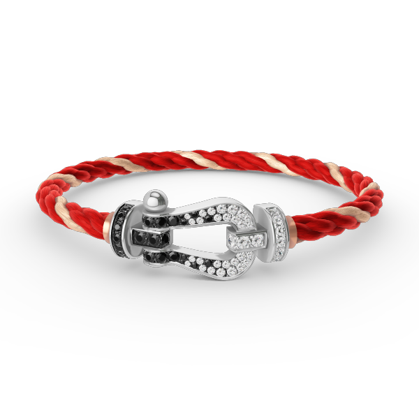 ¡®Lumi¡¯FORCE LARGE HORSESHOE BLACK WHITE DIAMOND BRACELET SILVER