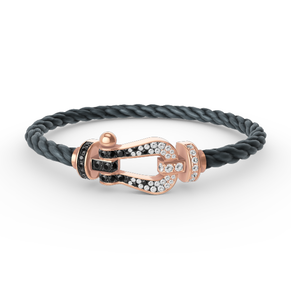 ¡®Lumi¡¯FORCE LARGE HORSESHOE BLACK WHITE DIAMOND BRACELET ROSE GOLD
