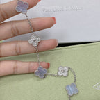 [Lumi]New  CLOVER 5 MOTIF PURPLE CHALCEDONY BRACELET COLLECTION