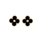 ¡®Lumi¡¯CLOVER MEDIUM 1 MOTIFS ONYX DIAMOND EARRINGS