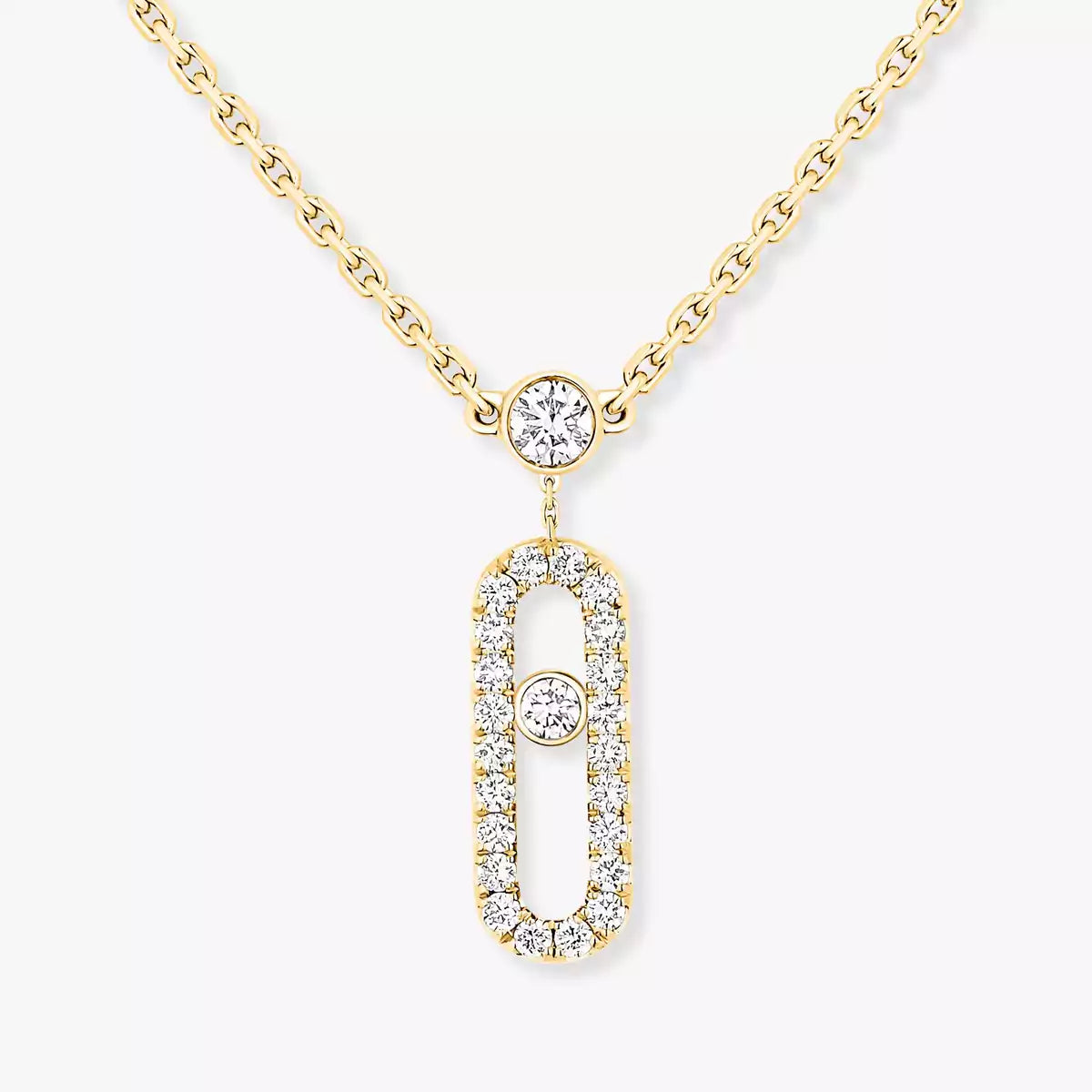 [Imperial Jewelrys]2 Rows Rose Gold Diamond Pave_ Necklace Move Uno
