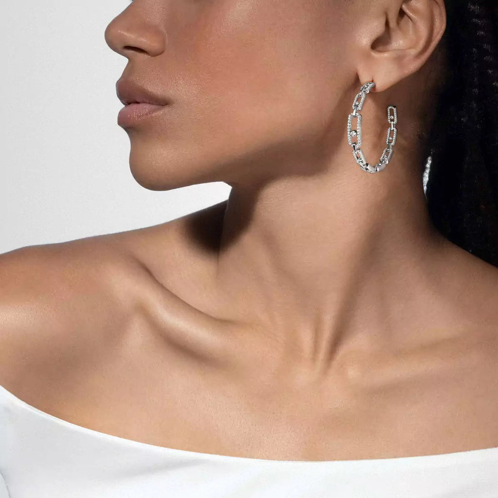 [[Imperial Jewelrys]Move Link Diamond Hoop Earrings
