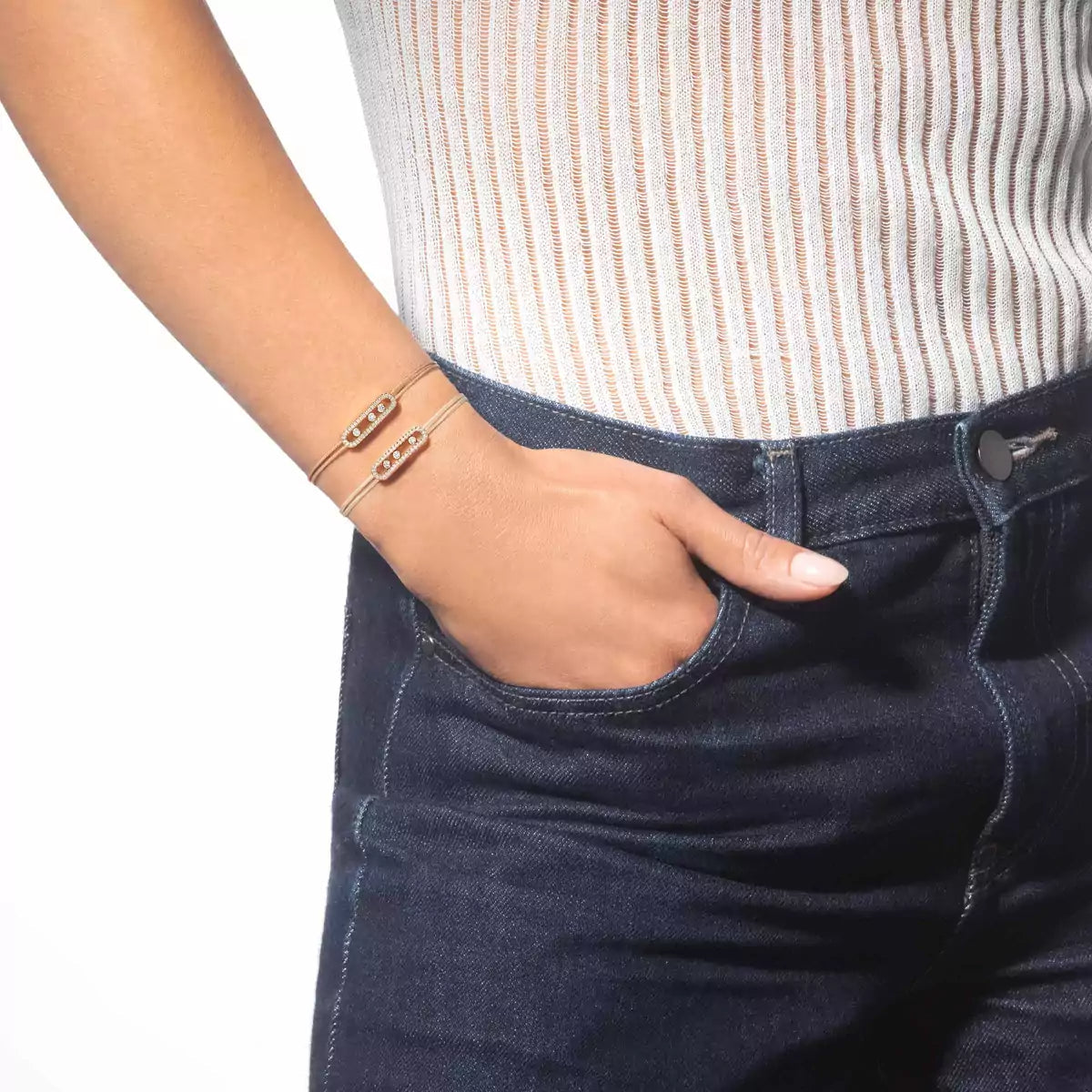 [Imperial Jewelrys]Messika Care(s) pink cord pavé bracelet