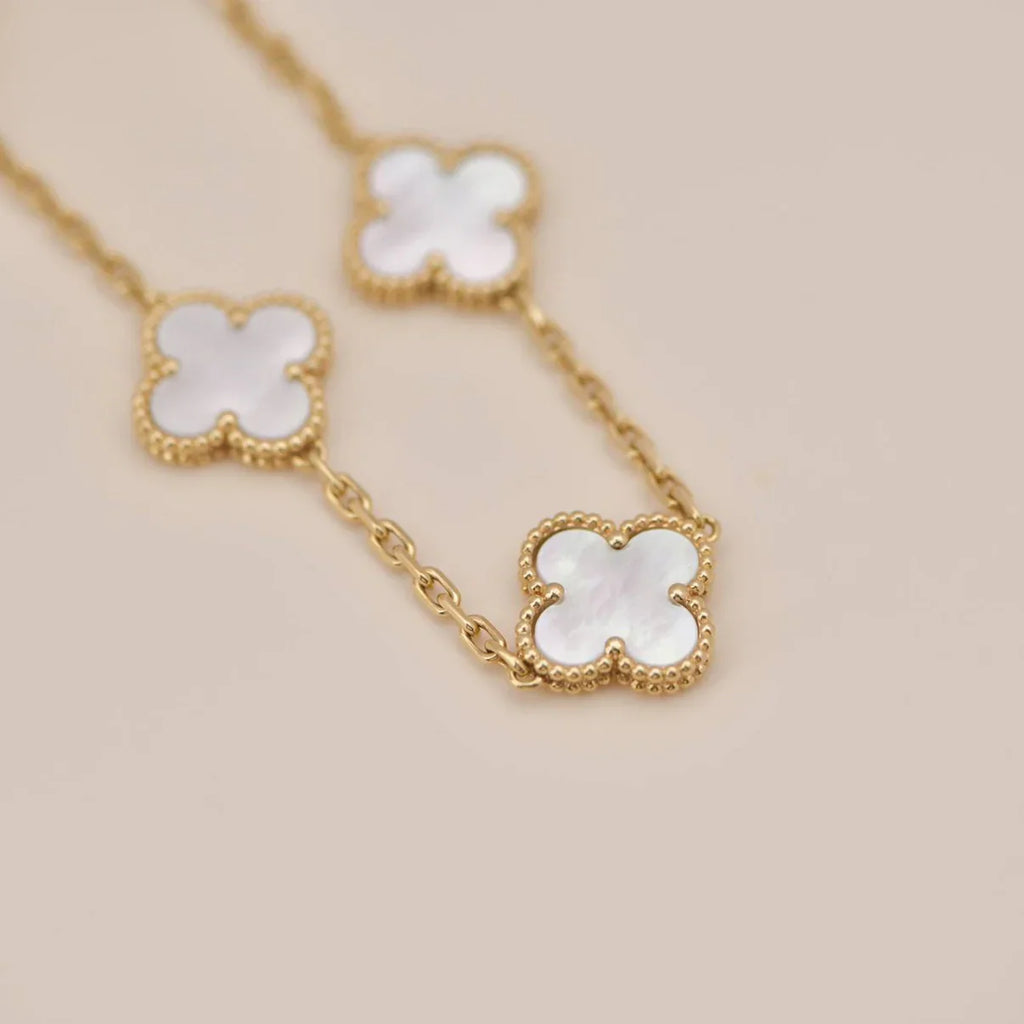 [Lumi jewelry]CLOVER WHITE PEARL MOP 5 MOTIF BRACELET COLLECTION