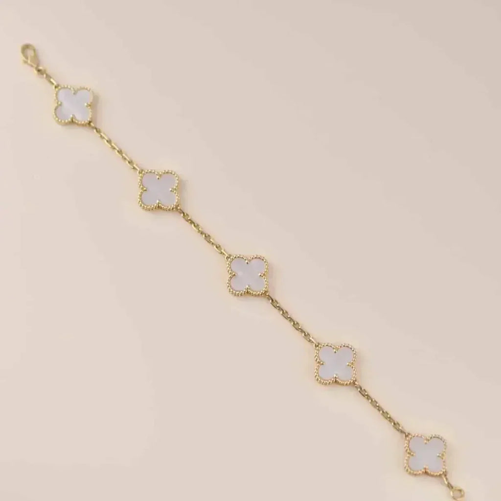 [Lumi]New CLOVER WHITE PEARL MOP 5 MOTIF BRACELET COLLECTION