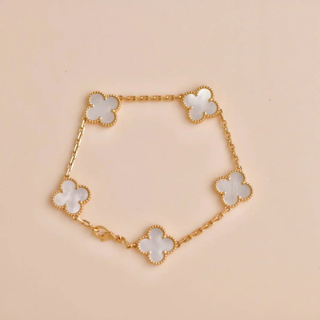 [Lumi]New CLOVER WHITE PEARL MOP 5 MOTIF BRACELET COLLECTION