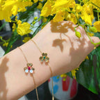 ¡®Lumi¡¯FRIVOLE GOLD FLOWER PINK MALACHITE BRACELET