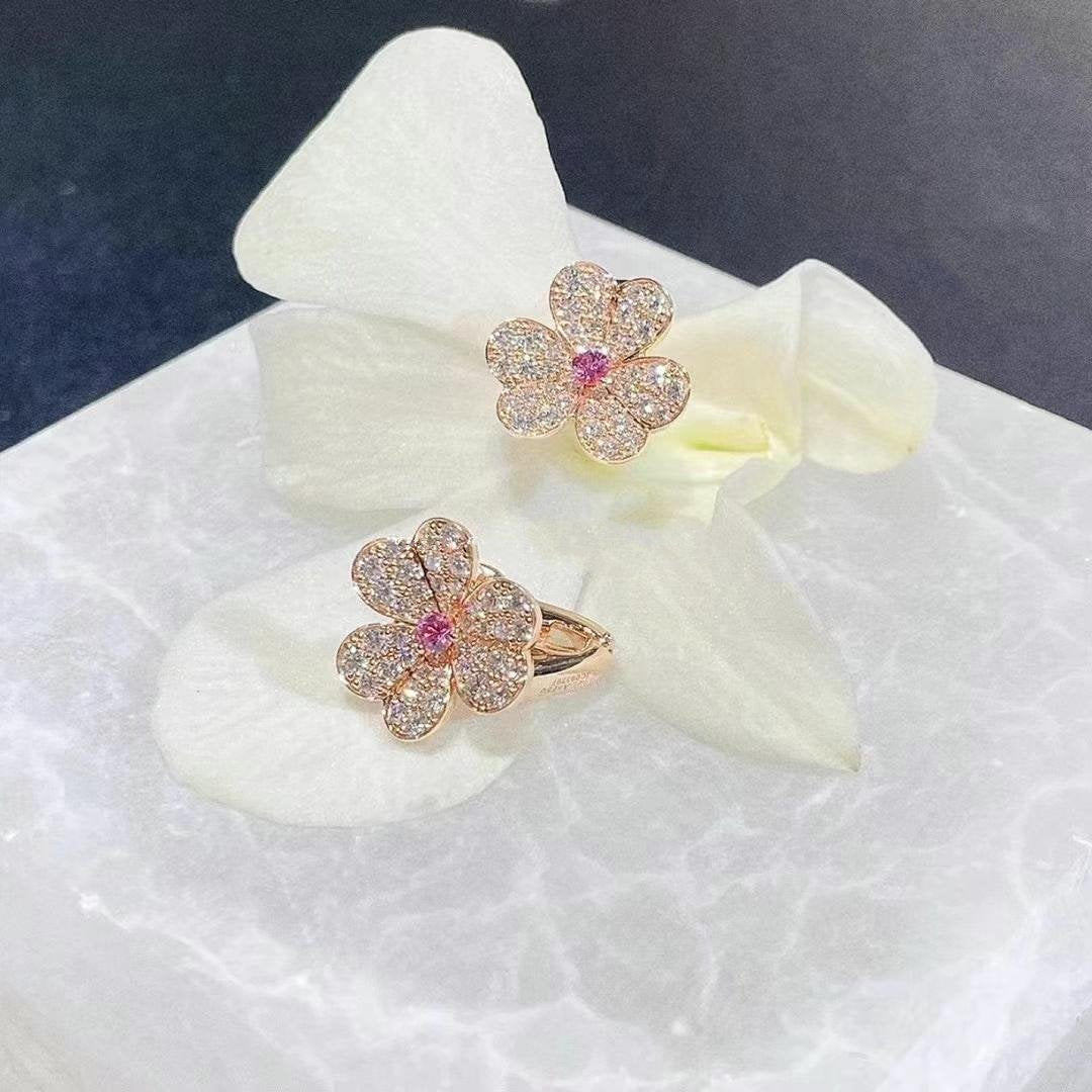¡®Lumi¡¯FRIVOLE PINK GOLD FLOWER DIAMOND EARRINGS