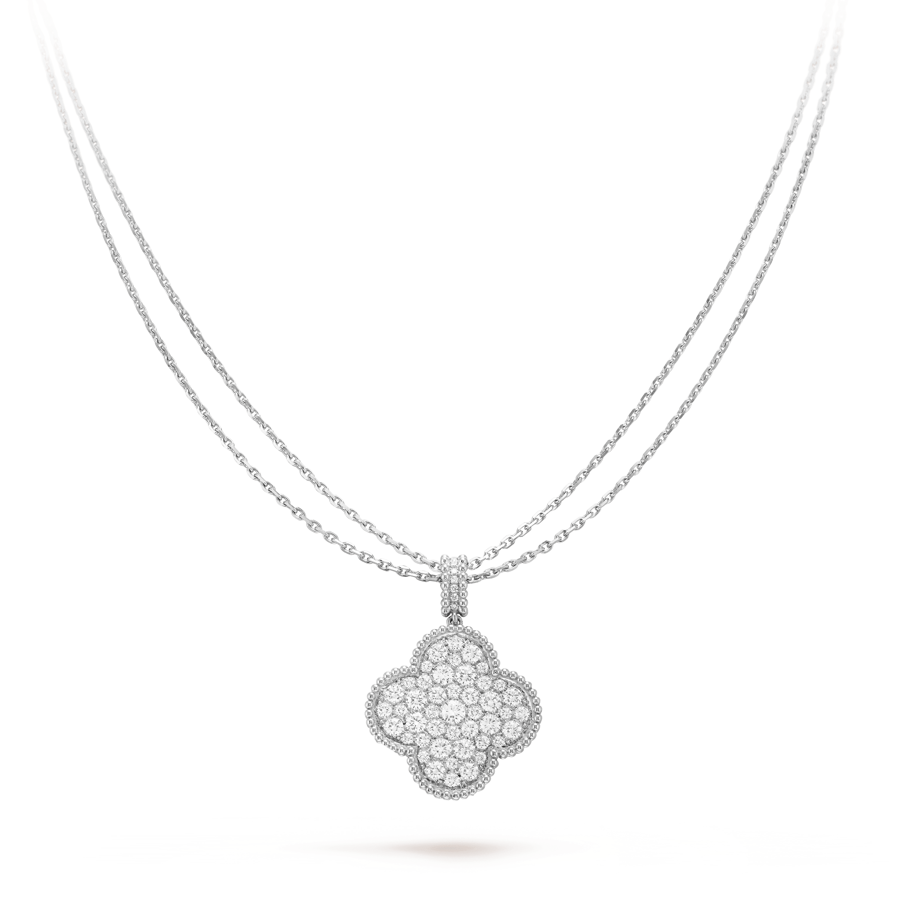 ¡®Lumi¡¯CLOVER 25MM SILVER FULL DIAMOND BIG CLOVER NECKLACE