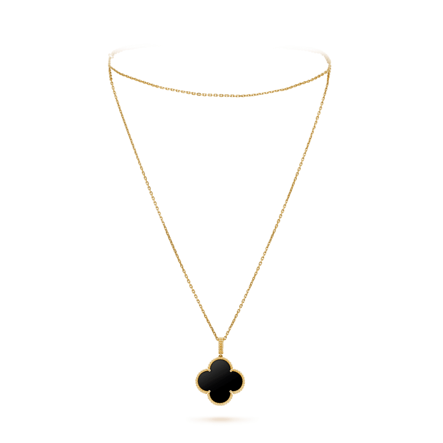 ¡®Lumi¡¯CLOVER 25MM GOLD ONYX BIG CLOVER NECKLACE
