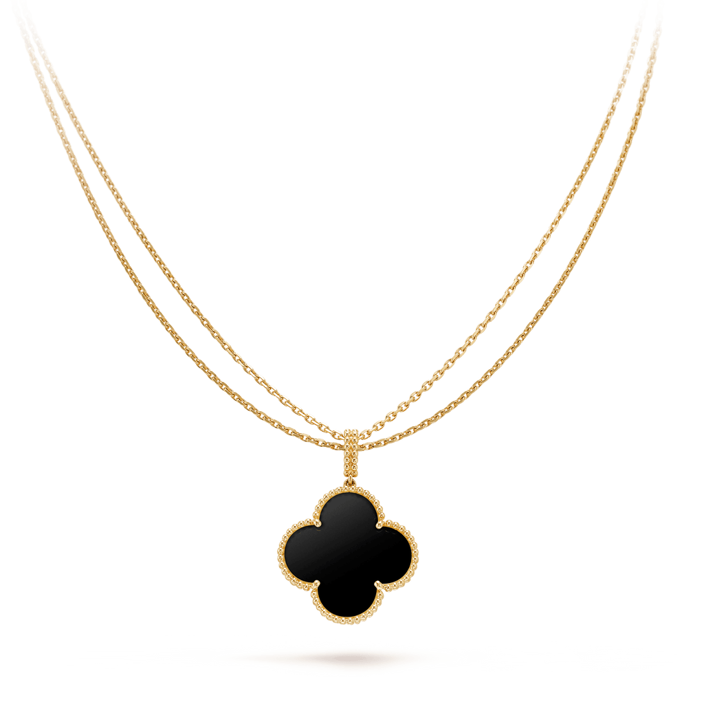 ¡®Lumi¡¯CLOVER 25MM GOLD ONYX BIG CLOVER NECKLACE