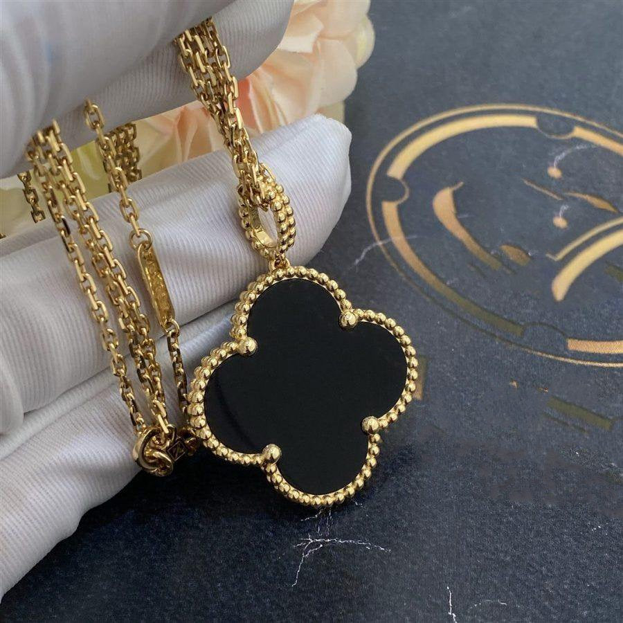 ¡®Lumi¡¯CLOVER 25MM GOLD ONYX BIG CLOVER NECKLACE