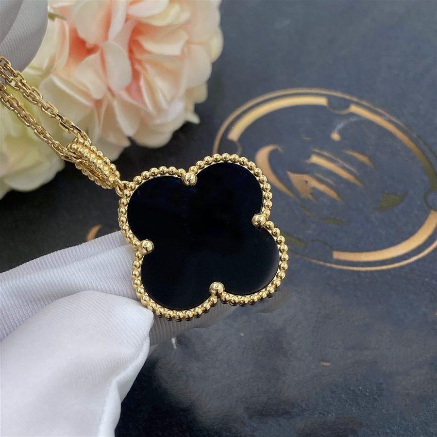 ¡®Lumi¡¯CLOVER 25MM GOLD ONYX BIG CLOVER NECKLACE
