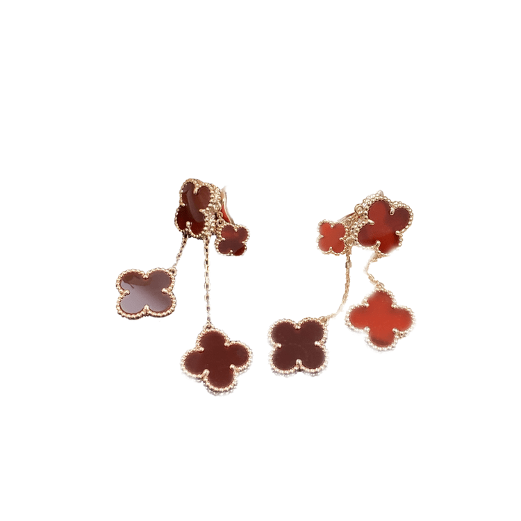 ¡®Lumi¡¯CLOVER EARRINGS CARNELIAN 4 MOTIFS PINK GOLD