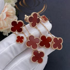¡®Lumi¡¯CLOVER EARRINGS CARNELIAN 4 MOTIFS PINK GOLD