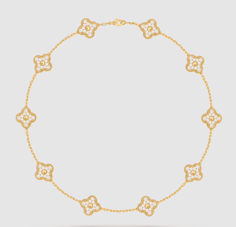 [¡®Lumi¡¯]CLOVER 10 MOTIFS FULL DIAMOND NECKLACE