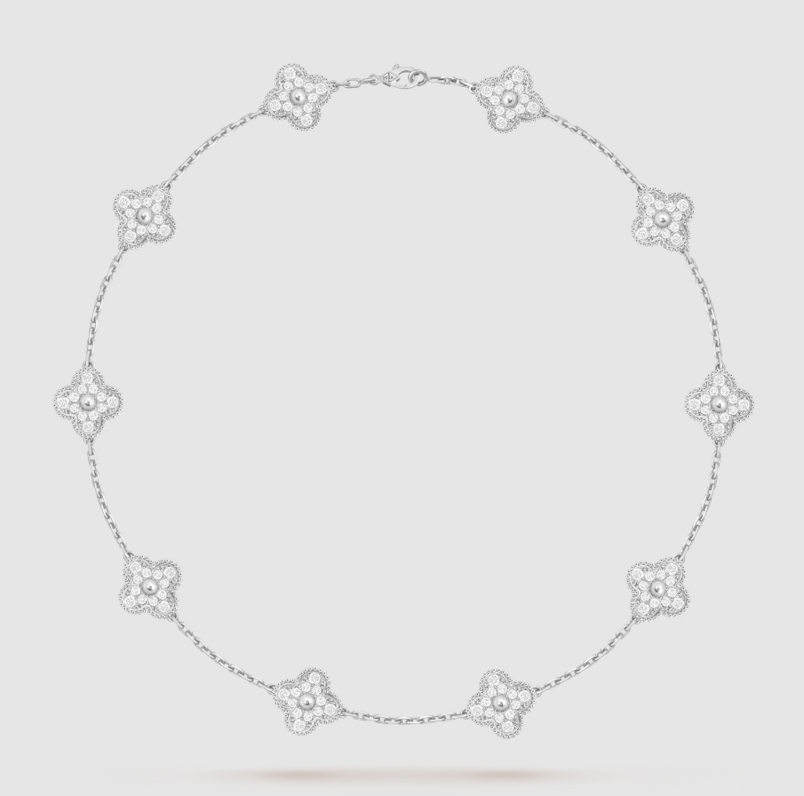 [¡®Lumi¡¯]CLOVER 10 MOTIFS FULL DIAMOND NECKLACE