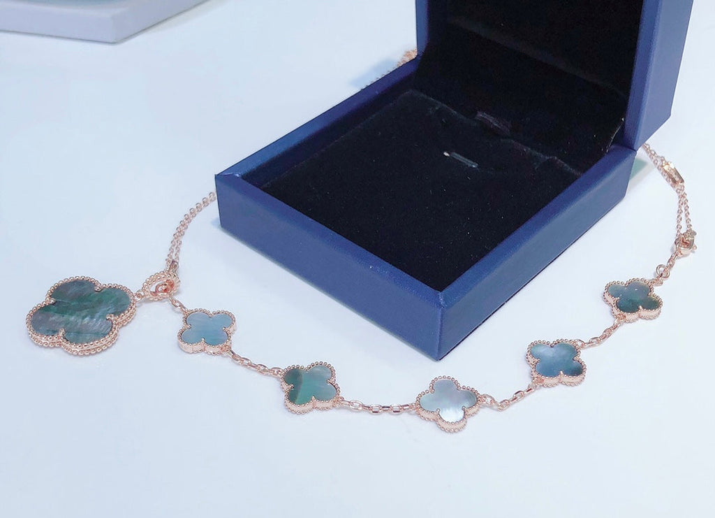 ¡®Lumi¡¯COMBINED BRACELET 5 MOTIFS AND NECKLACE DARK MOP ROSE GOLD