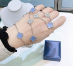 ¡®Lumi¡¯CLOVER 10 MOTIFS CHALCEDONY DIAMONDS SILVER NECKLACE