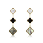 ¡®Lumi¡¯CLOVER EARRINGS GOLD ONYX MOP 3 MOTIF
