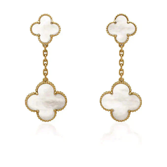 ¡®Lumi¡¯CLOVER 2 MOTIF WHITE MOP EARRINGS